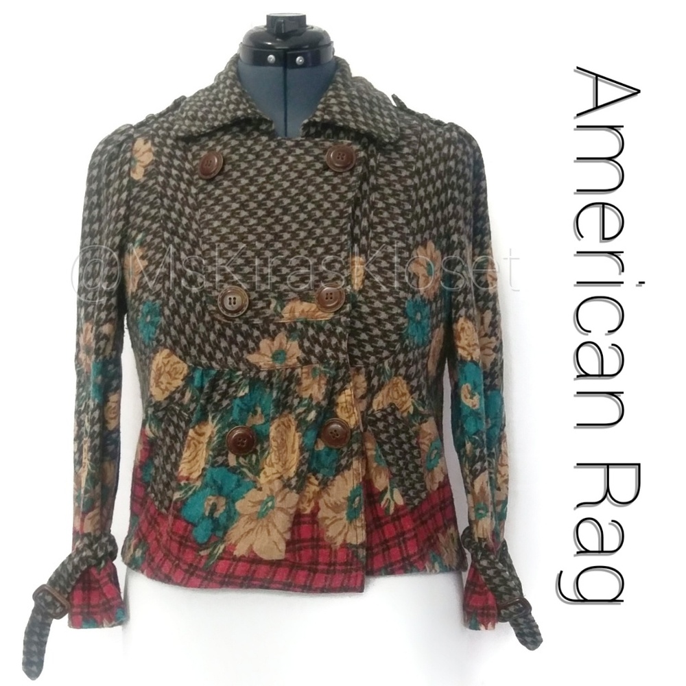 Houndstooth Floral Plaid Jacket EUC